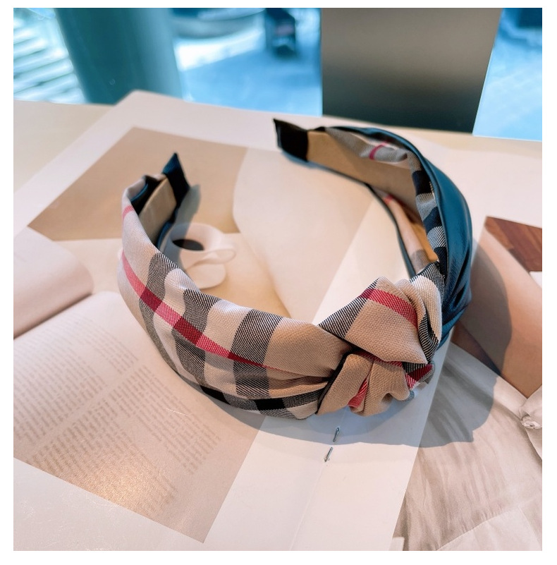 120g Weight Headwear Classification Festival Occasion Bow Knot Pattern Women'S Gender Retro Style Retro Lattice Double-layer Bow Twisted Headband 14