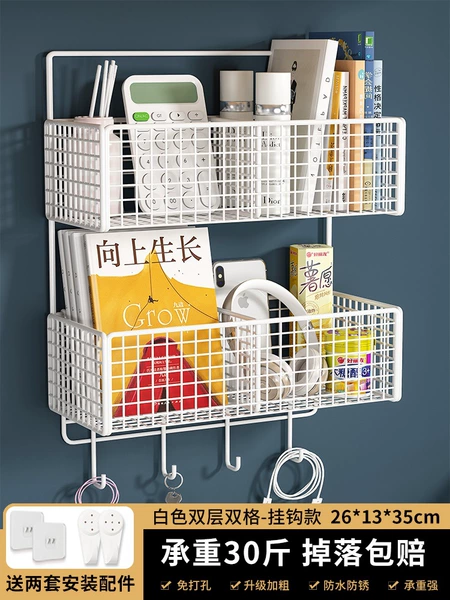 White double grid-double-layer-hook style