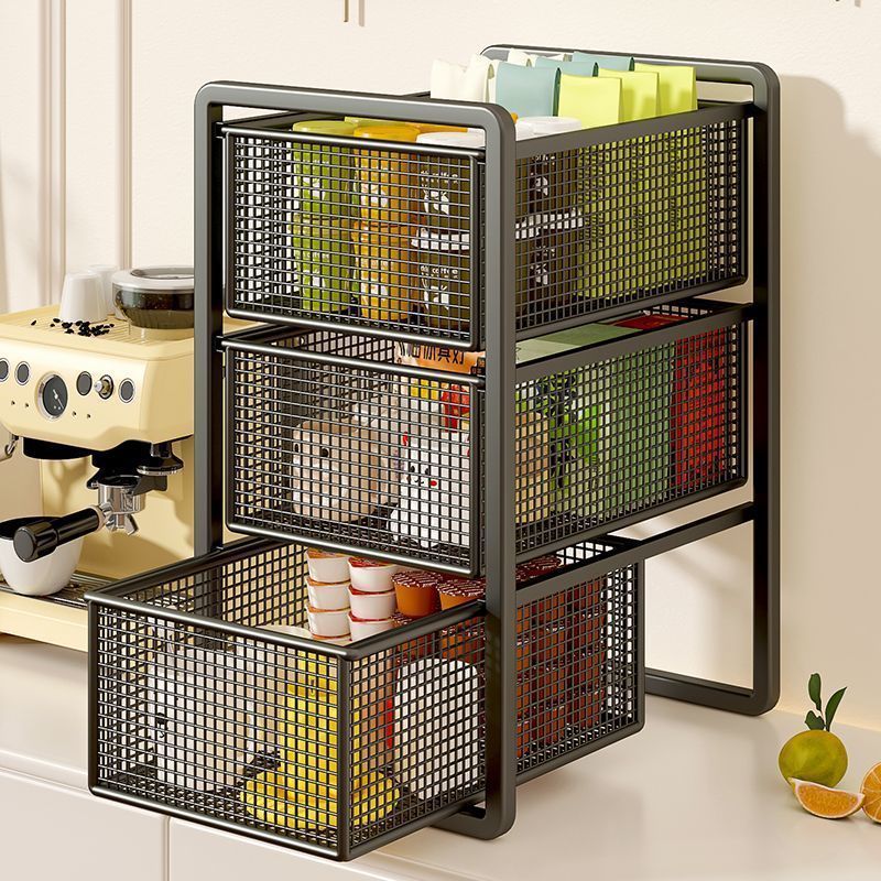 Storage Rack Desktop Organizer Kitchen Pull-Out Countertop Snack Rack Multi-Layer Organizer Tea Bag Holder Coffee Table Cup Holder