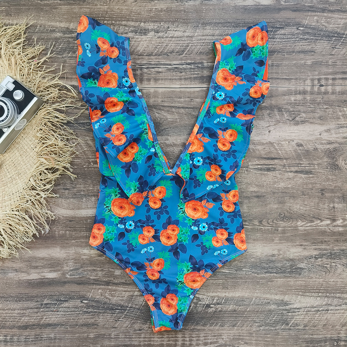 291g Weight Sleeveless Sleeve Length Polyester Fabric Type Short Top Length One-pieces Tops Type 1 Piece Quantity Swimming Occasion V Neck Neckline Slim Fit Type Flower Pattern Women's Gender Vacation Style Women's Vacation Flower 1 Piece One Piece Swimwear 14