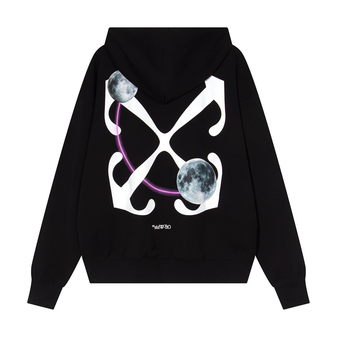 2023秋冬新款高版本 OW 双月球箭头印花连帽卫衣男款一件批发