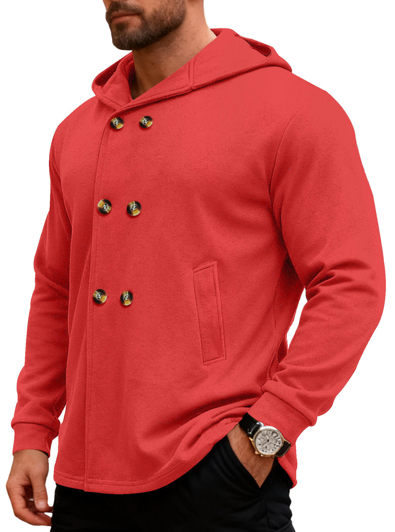 Transfronterizo Amazon comercio exterior ventas calientes Europa y América hombres de estilo largo delgado chaqueta con capuz casuales deportivos de color sólido chaqueta hombre