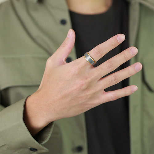 Foreign Trade Jewelry Tungsten Steel Ring Men's Black Blue Steel Color Simple Ring Personalized Accessory TCR-015