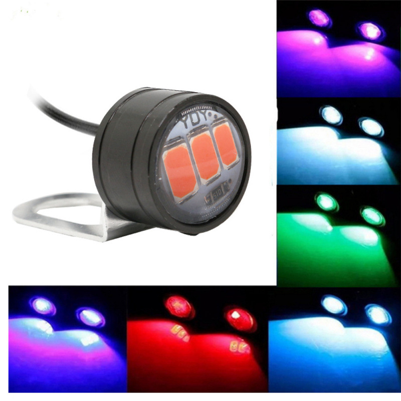 Auto motocicleta luz diurna 3SMD 5730 LED ojo de halcón luz flash espejo retrovisor fantasma luz flash
