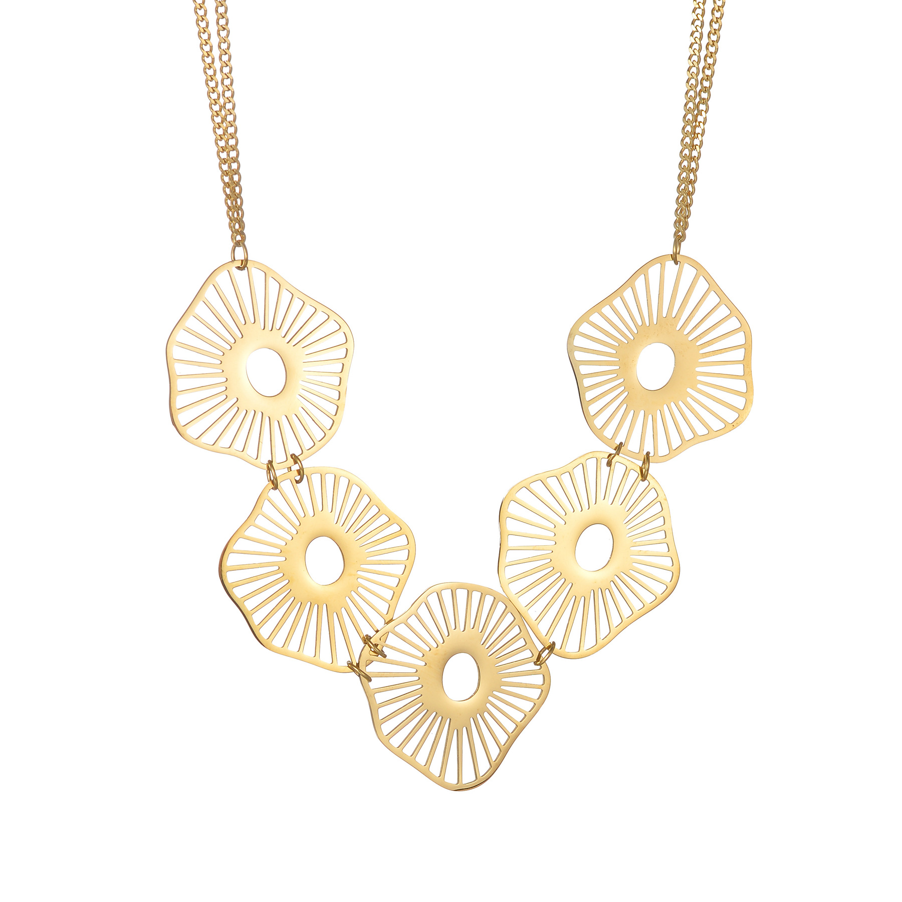 Collier pendentif feuille de lotus en acier inoxydable doré 14k_voghion.com
