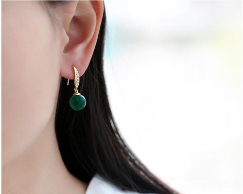 Natural Agate hanfu fairy dress Earrings  for women girls 925 Silver Jewelry Ear Hook Short Style Prevent allergy Earrings round bead earrings