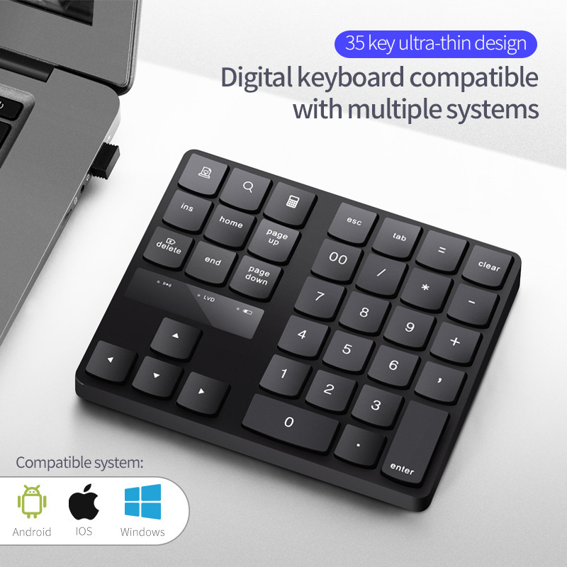2.4G wireless charging USB receiving multimedia digital keyboard 35 key financial office laptop universal