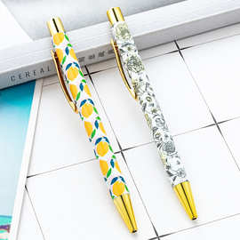 创意热转印圆珠笔满杆印花按动笔可雕刻logo外贸礼品广告笔批发