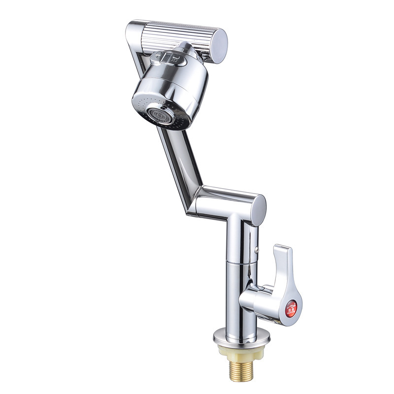 Lucky cat single faucet 1080 degree rotating stainless steel faucet black mechanical arm horizontal single cold faucet