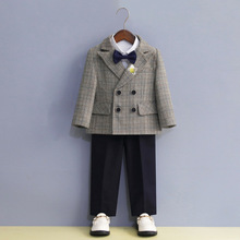 男童西装套装中小童花童婚礼服三件套周岁生日帅气西服演出表演服