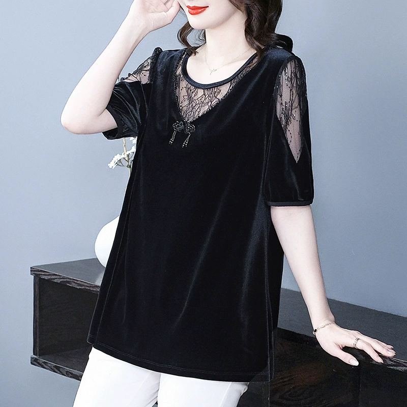 Летняя новая стильная женская модная сексуальная доступная роскошная футболка с открытыми плечами, кружевной топ, большой размер, 120kg г., женская одежда для полных мам