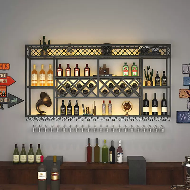壁挂式酒架红酒展示架餐厅酒吧铁艺洋酒陈列置物架金属酒柜子收纳