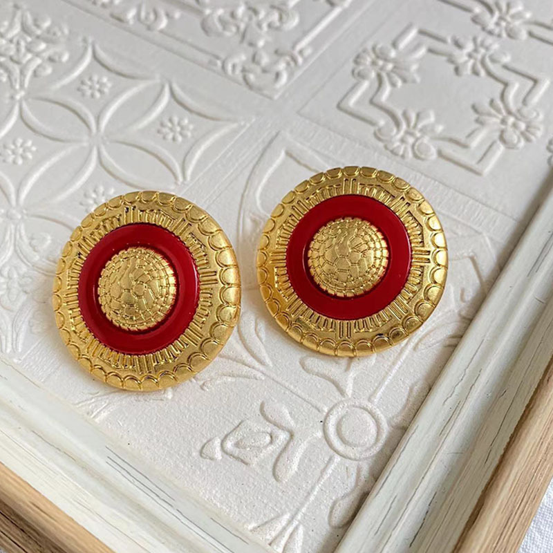 Vintage Style Round Alloy Plating Womenu0027S Ear Studs 1 Pair