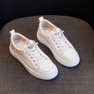 Genuine Leather White Shoes Women's Sneakers 2025 Autumn and Winter New Flats Casual Versatile Shoes Dropshipping