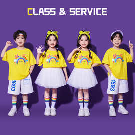 六一儿童啦啦队演出服小学生夏季短袖幼儿园可爱纱裙拉拉操表演服