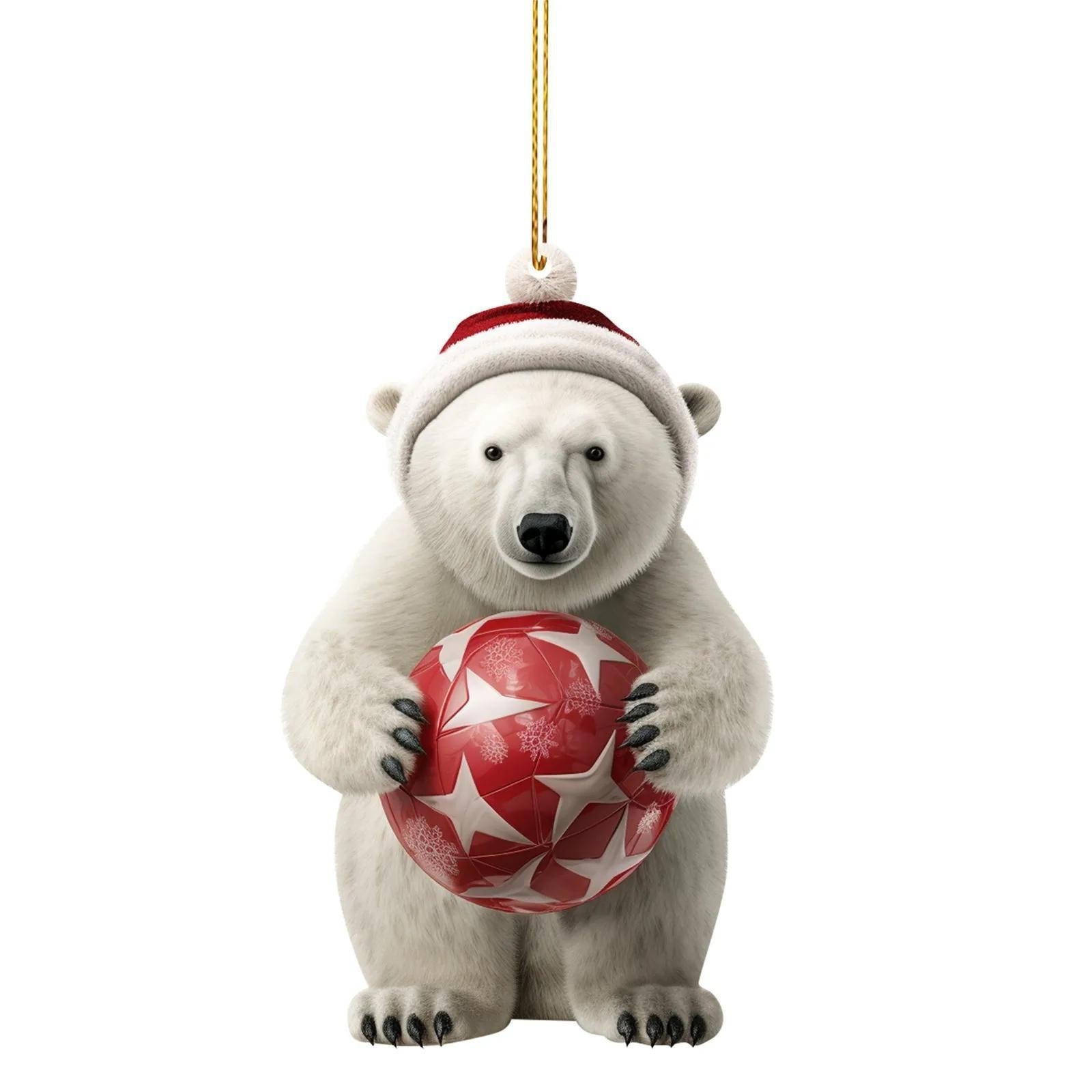 2025 Navidad transfronteriza acrílico plano adorable oso polar colgante de decoración de Navidad colgante image 6