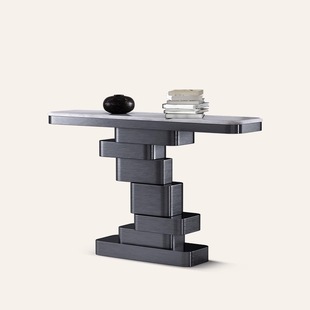Modern Light Luxury Entrance Table High-end Walnut Entry End View Table Italian Minimalist Natural Marble Entrance Table