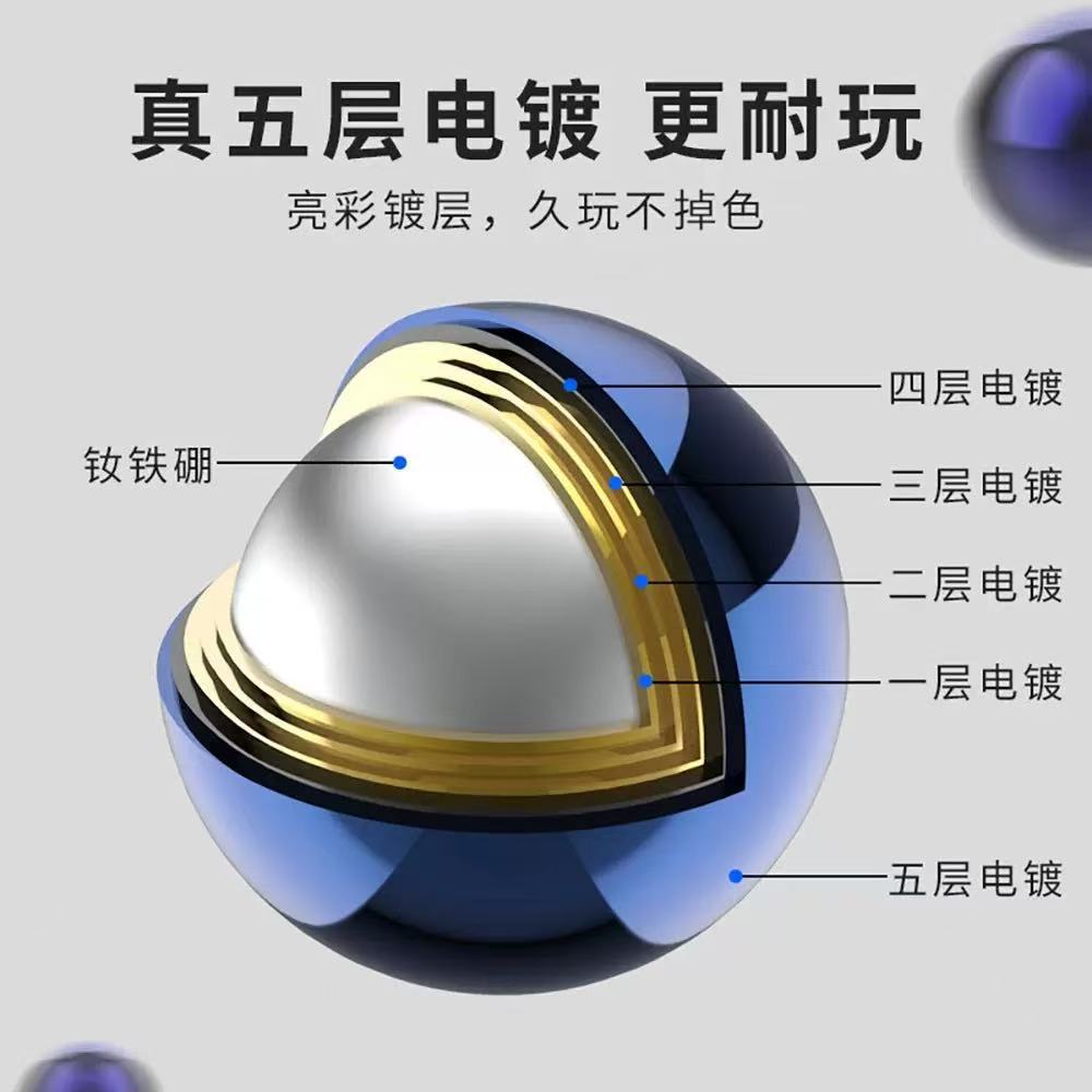 跨境爆款3-5mm钕铁硼强力磁球解压益智彩色巴克球
