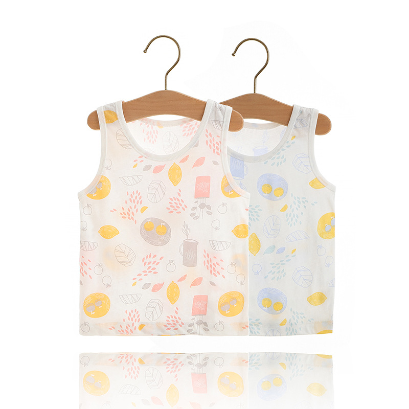 Children's vests, summer thin style, Class A baby vests, wholesale boys' tops, pure cotton seamless printed vests, girls' vests.