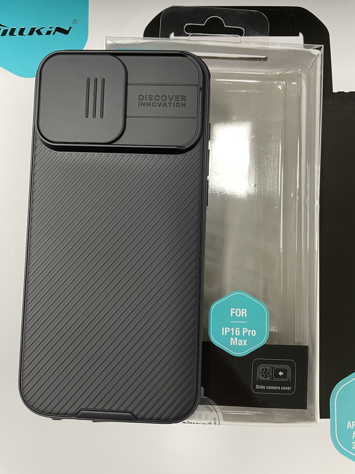 Nillkin para lente iPhone16 PRO MAX cubierta deslizante cubierta protectora antiespionaje espejo negro Apple 16