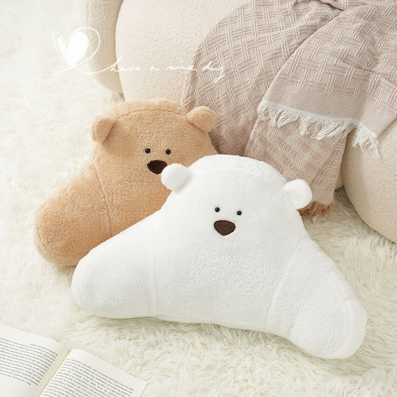Polar Fleece Bear Home Pillow Modern Simple Cream Color Chair Pillow Cartoon Cute Sofa Seat Cushion