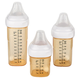 Square Wide-Mouth Bottle with Eccentric Anti-Colic Nipple, Anti-Fall, Three-Use Learning Drinking Cup with One Bottle