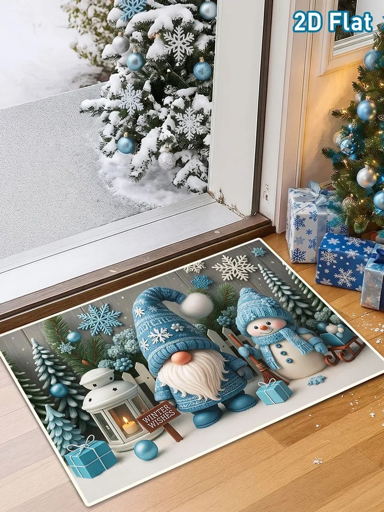 Christmas Gnome Doormat for Entryway, Water Absorbent and Stain Resistant, American Style Holiday Decorative Mat, Wholesale Available