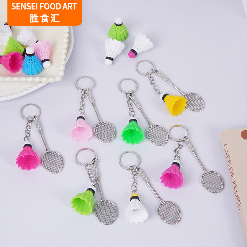 Mini Alloy Badminton Racket Pendant Gym Membership Gift Badminton Keychain Small Pendant