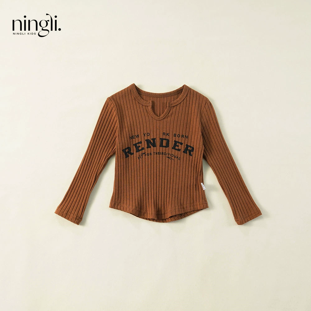 "柠里 Autumn T-shirt, children's demi-season warm long-sleeve, western style"