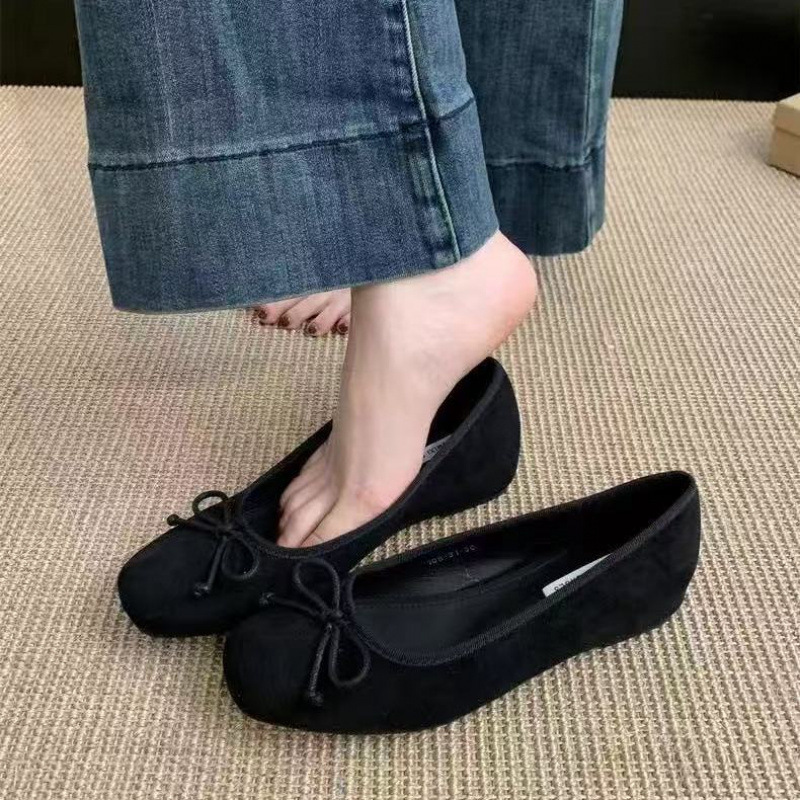 【1万人コレクション】フランスのベルベットの浅い口の赤い靴の女性の春2025の新しい平底の足の瓢箪|undefined