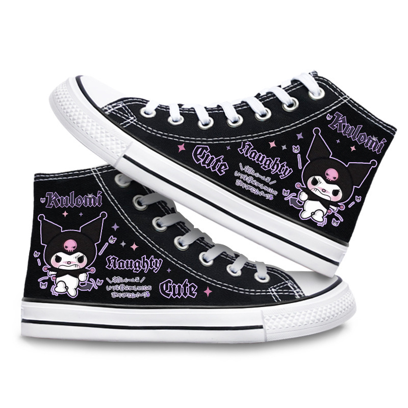 Kulomi Anime High-top Canvas Shoes Cute Cartoon Pattern Printing Peripheral Students Casual Simple Casual Shoes