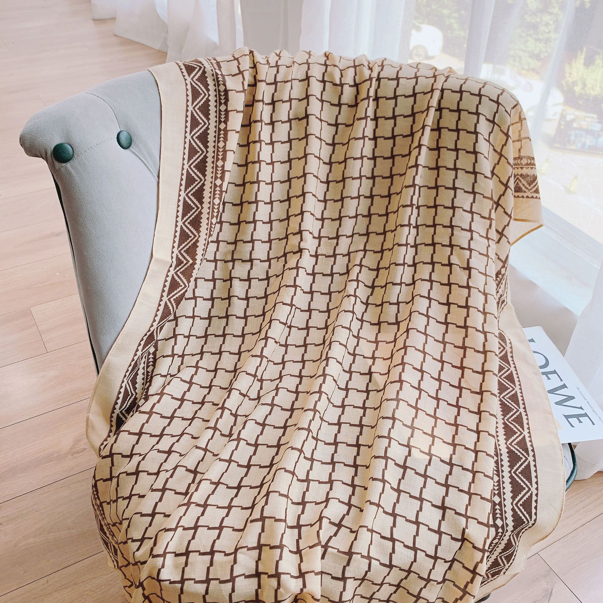 Bufanda de algodón y lino bufanda de protección solar delgada de verano para mujer chal de doble uso desgaste al aire libre primavera y otoño aire acondicionado protección del cuello entrega de una pieza