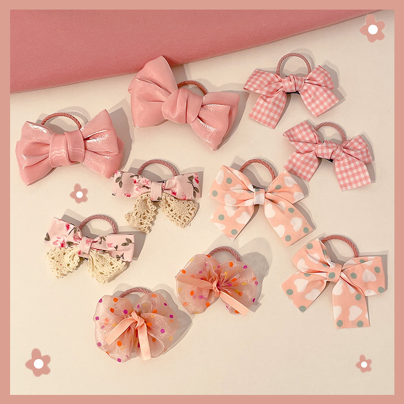 Niños lindos cuerdas de cabello rosa niñas no lastiman cuerdas de cabello de alta elasticidad correa de goma duradera niñas adornos de cabello de cola de caballo