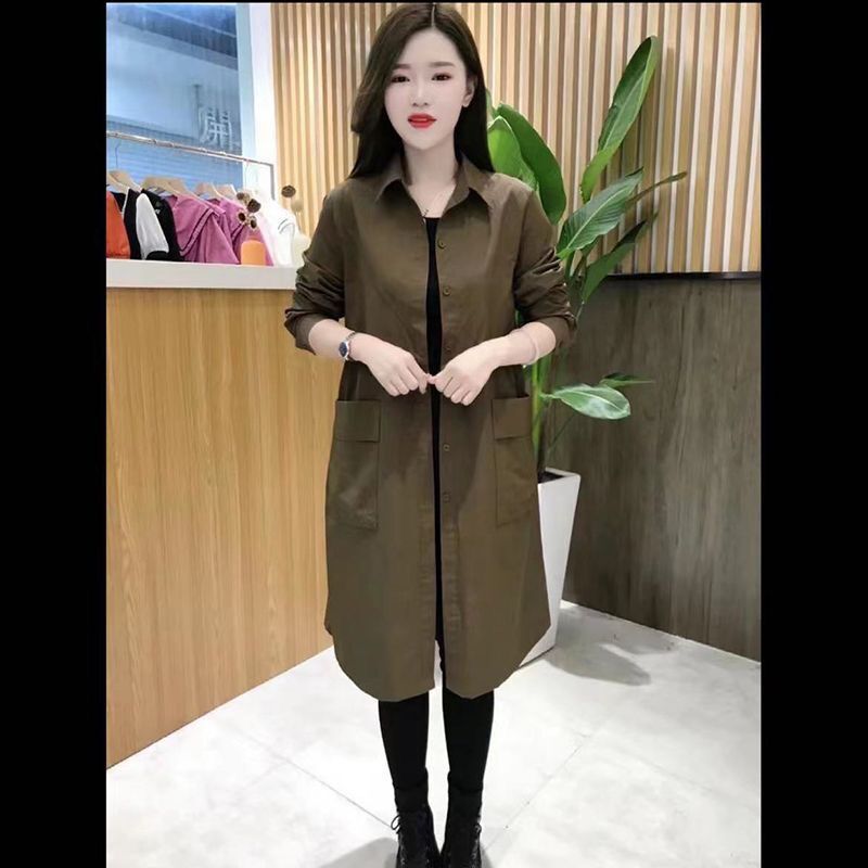 秋季新款中长色衬衫防晒风衣女春秋装韩版时尚洋气百搭上衣外套|undefined