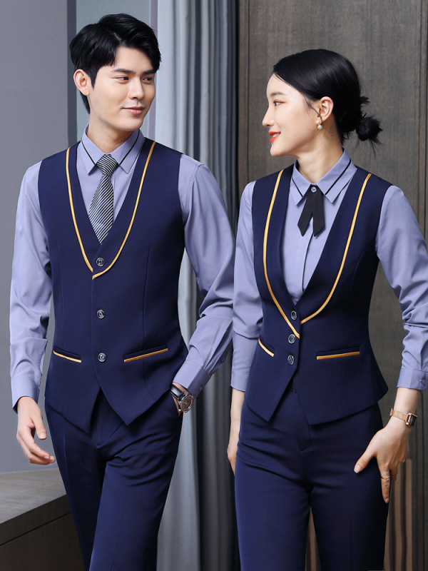Men's and Women's Vest Professional suit Four Seasons Slim-fit Single-breasted Vest Hotel Restaurant Waiter Work Clothes