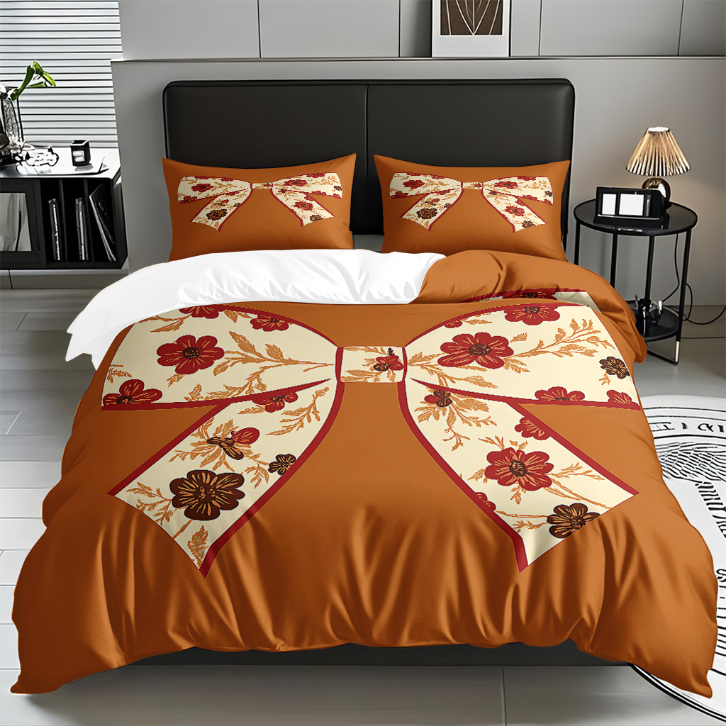 Ins Wind Pink Bow Digital Printed Colchón Set Pillow Cover Comercio electrónico transfronterizo preferido para adaptarse al modo JIT