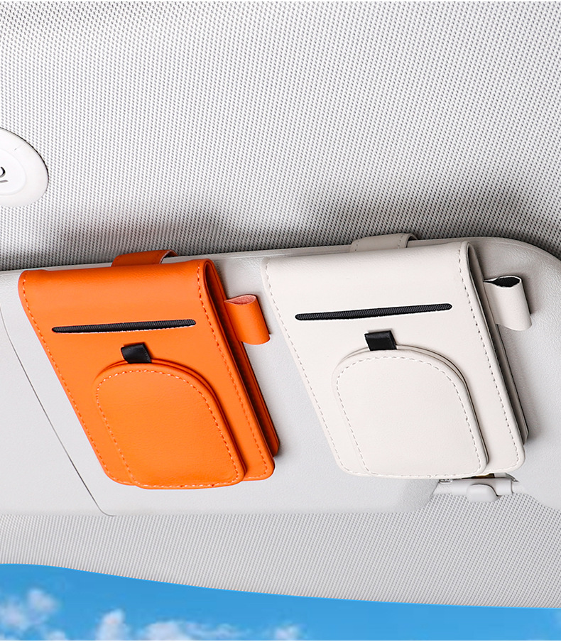 High-end car glasses holder, multifunctional sun visor card organizer, magnetic car sunglasses clip