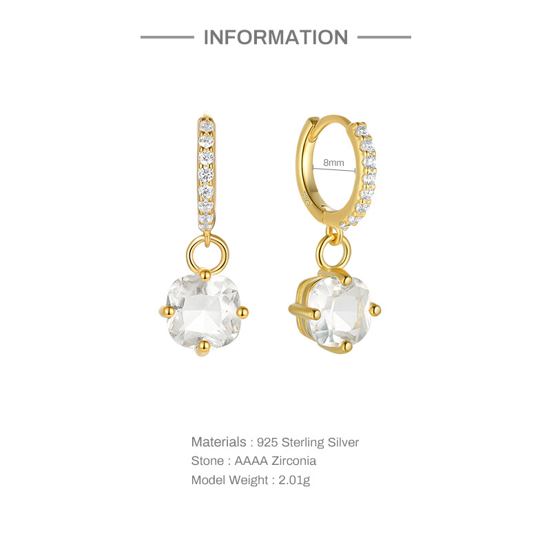 Fashion Geometric Sterling Silver Earrings Plating Zircon 925 Silver Earrings