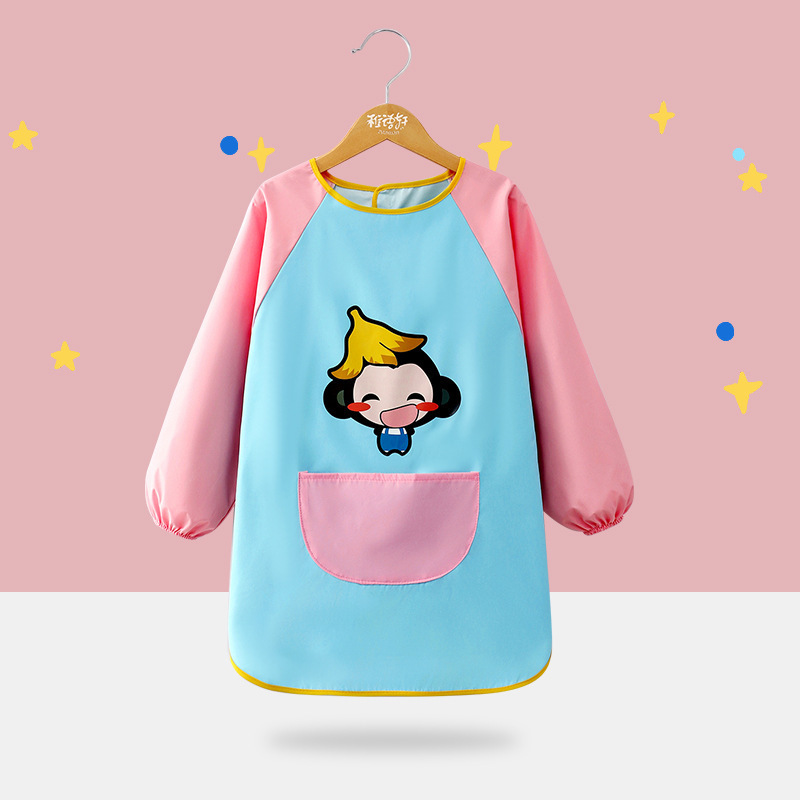 子供用防水絵画服幼稚園プリントスモックスタジオプリント防水逆着用エプロン男の子と女の子用|undefined
