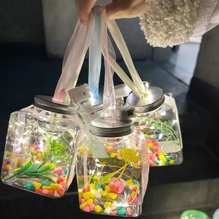 [shop] canned fish stall net red luminous small fish tank night market small fish bottle bubble fish colored stone