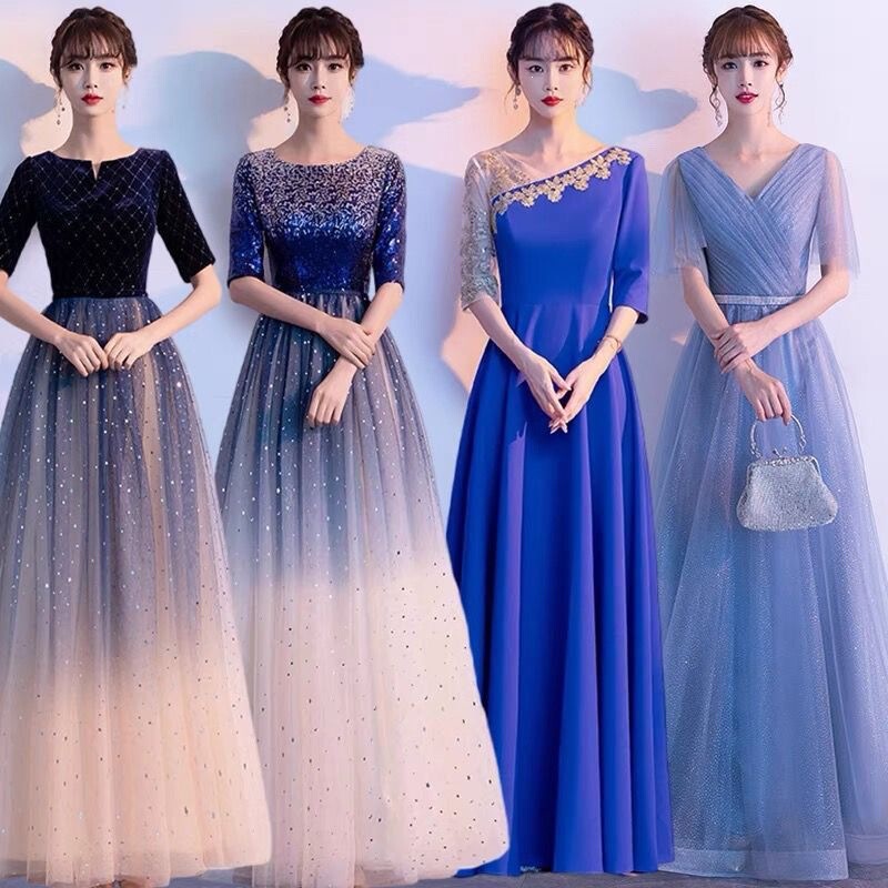 New Long Dress for Adult Choir Performance, Red Song Host Choir Elegant Performance Competition Costume Dress