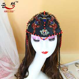 国潮新款民族风女网红服饰配饰重工包头头箍手工头饰宽边大发箍