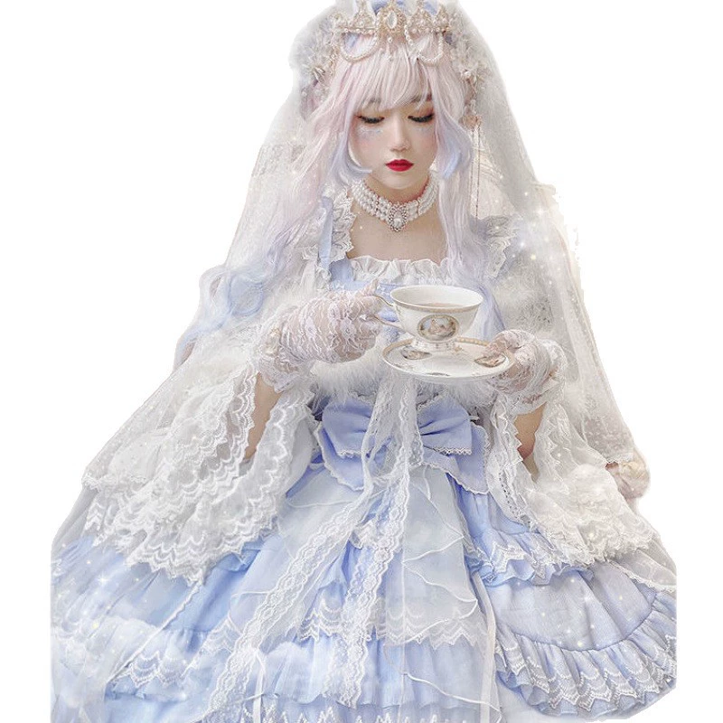 Слип-платье Lolita JSK, элегантная многослойная юбка, аксессуары в комплекте — размеры S–L