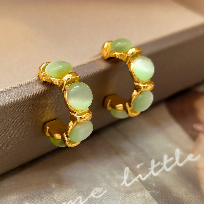 Cute small fresh green brand earrings
