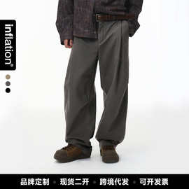 捷展男装|褶型工装阔腿裤26春夏新品潮牌纯色宽松休闲男士长裤