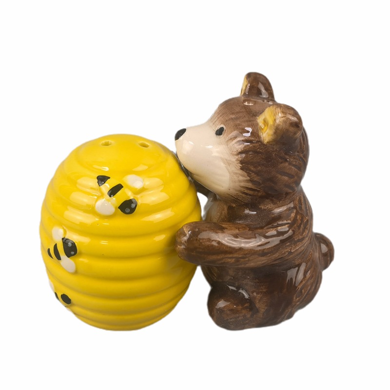 Dibujos animados forma animal olla de sal y pimienta olla de pimienta de cerámica nube blanca creativa botella de pimienta pintada a mano olla de condimento de cocina