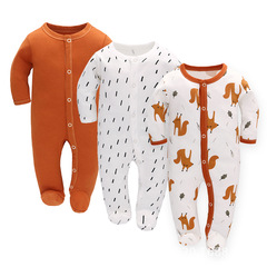 Baby Bodysuit Spring and Autumn Long Sleeve Newborn Footie Pajamas Baby Footie Climbing Suit Onesie