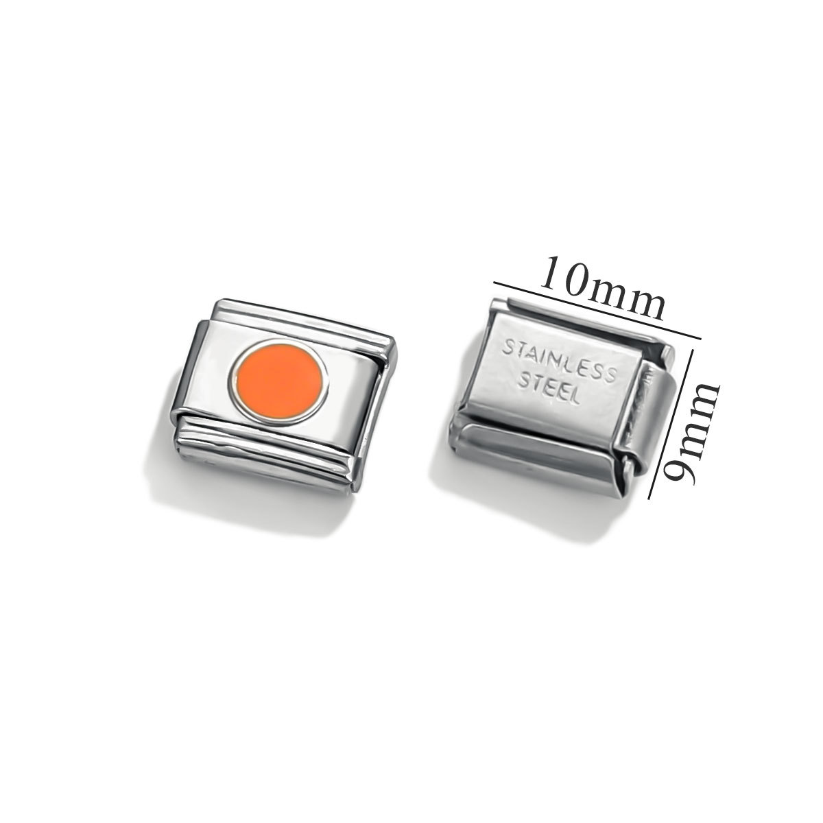 Módulo de acero inoxidable italiano pulsera cuadrada puntos esmalte módulo brillante elástico DIY accesorios de pulsera granular