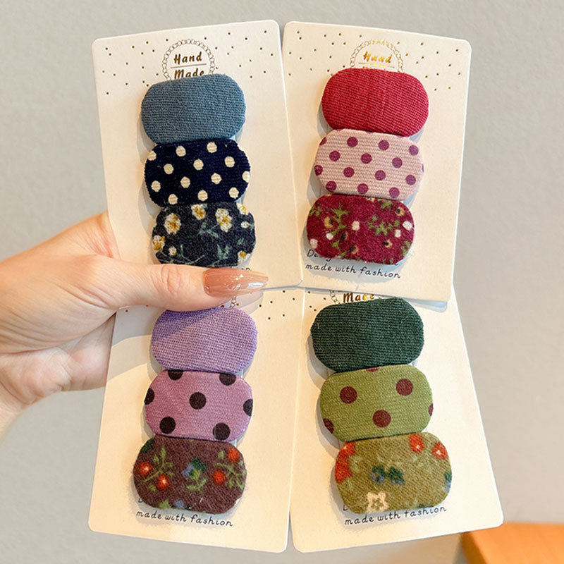 Coreano color caramelo amor pinzas de cabello de frangeas lindas chicas de tela punto de onda cuadrado clip BB clips para niños clip lateral de cabello roto