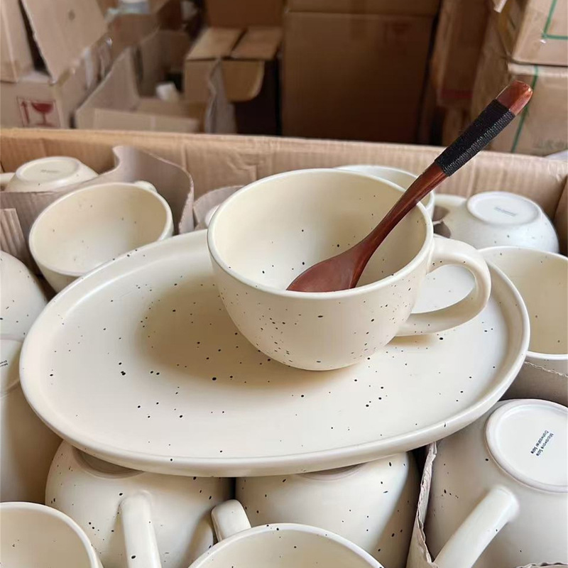 Ins Splash-Ink Breakfast Bowl Ceramic Breakfast Cup Large-Capacity Yogurt Oatmeal Bowl High-Value Mug High Temperature Resistant